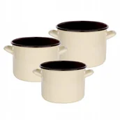 Zestawy garnków i patelni - Garnki emaliowane Silesia zestaw garnków kremowe 14/16/18 cm indukcja gaz - miniaturka - grafika 1