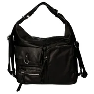 Torebki damskie - Torebko-plecak damski czarny z kieszonkami - miniaturka - grafika 1