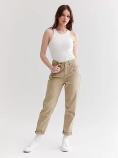 Spodnie damskie - Americanos Jeansy Formosa Beżowy Mom Fit - grafika 1