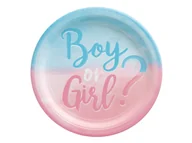 Dekoracje i nakrycia stołu na imprezę - Talerzyki Boy or Girl? na Baby Shower - 23 cm - 8 szt. - miniaturka - grafika 1