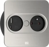 Gniazdka elektryczne - Bachmann BACHMANN TWIST 2 1xUTE 1xUSB A/C 22W 2.0m AEH stal nierdzewna wygląd kątowy - miniaturka - grafika 1