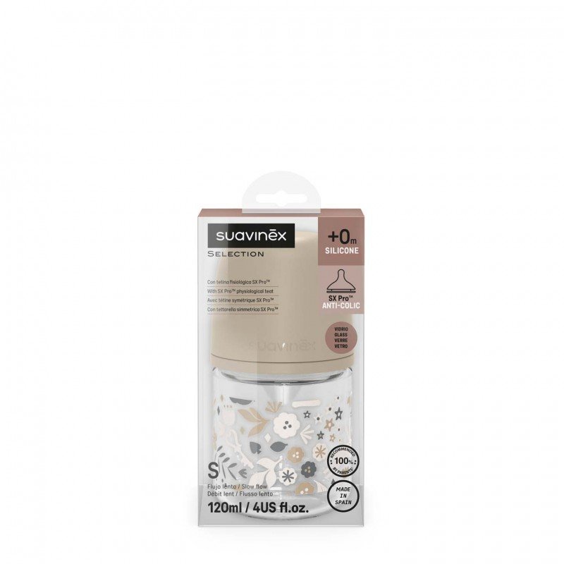 Suavinex Butelka Szklana 120ml Sx Pro Przepływ Wolny Wonderland Beżowy Liberty