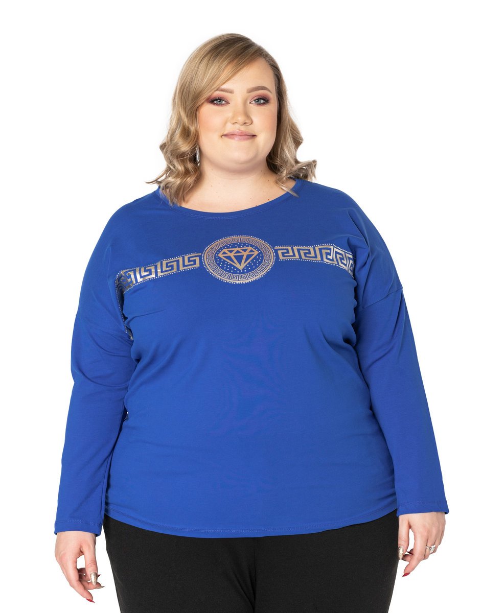 Duża Bluzka Damska Koszulka Długi Rękaw 7068-06