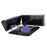 Okulary korekcyjne, oprawki, szkła - Okulary pilotki zerówki do komputera BLUE LIGHT z flexami 25132 Czarny/Złoty w połysku - miniaturka - grafika 1