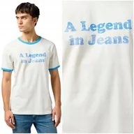 Koszulki męskie - Wrangler RINGER TEE biała bawełniana koszulka t-shirt Legend in Jeans XXL - miniaturka - grafika 1