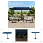 Parasole ogrodowe - The Living Store Podwójny parasol ogrodowy z LED - niebieski - 449x245 cm - Parasol Ogrodowy - miniaturka - grafika 1