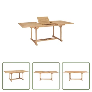 The Living Store Rozkładany stół ogrodowy - 150-200x100x75 cm - lite drewno tekowe - Stół Ogrodowy - Stoły ogrodowe - miniaturka - grafika 1