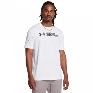Męski t-shirt z nadrukiem Under Armour UA M Sliced Wordmark 60/40s Ss - biały - UNDER ARMOUR - Koszulki sportowe męskie - miniaturka - grafika 1