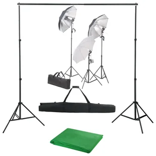 vidaXL Lampa studyjna Fotograficzny zestaw studyjny z lampami i tłem 3055117 - Lampy studyjne - miniaturka - grafika 1