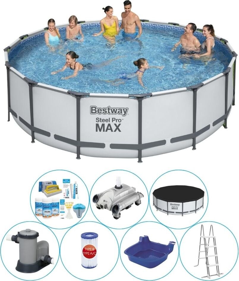Basen wraz z akcesoriami - Bestway Steel Pro MAX 488x122 cm okrągły