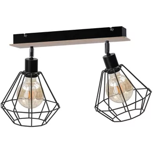 KET Loftowa LAMPA sufitowa druciana OPRAWA metalowa czarna drewno - Lampy sufitowe - miniaturka - grafika 1