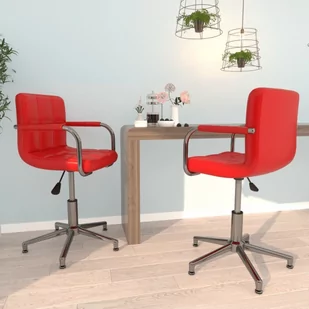 shumee shumee Obrotowe krzesła stołowe 2 szt. czerwone sztuczna skóra - Krzesła - miniaturka - grafika 1