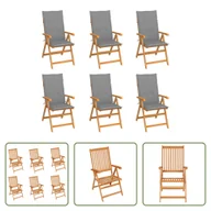Fotele i krzesła ogrodowe - The Living Store krzesła ogrodowe 6 szt. z szarymi poduszkami z litego drewna tekowego - miniaturka - grafika 1