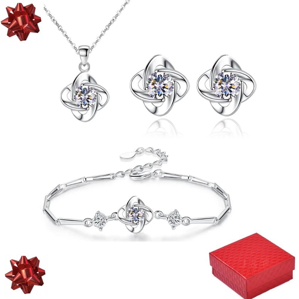 komplet biżuterii srebrnej 925 Zestaw biżuterii damskiej prezent Pudełko