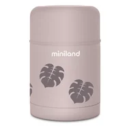 Termosy - Miniland, Termos do posiłków Terra, pudrowy róż, liście, 600 ml - miniaturka - grafika 1