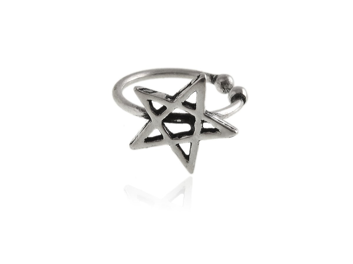 Nausznica srebrna Gwiazda pentagram kn214