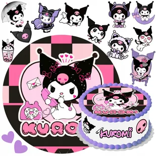 OPŁATEK NA TORT KUROMI + TEKST + POSTACIE JADALNA DEKORACJA - Batoniki - miniaturka - grafika 1