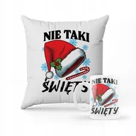Gadżety dla niej i dla niego - ZESTAW PODUSZKA + kubek czapka świętego Mikołaja + IMIĘ - miniaturka - grafika 1