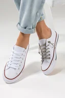 Trampki damskie - Białe trampki damskie buty sportowe z wymiennymi ozdobnymi sznurówkami Casu GA8030-3 - miniaturka - grafika 1