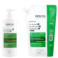 Zestawy kosmetyków damskich - Vichy Dercos Zestaw (Szampon przeciwłupieżowy włosy suche 390 ml + Refill 500 ml) - miniaturka - grafika 1