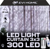 Ozdoby bożonarodzeniowe - KURTYNA ŚWIETLNA LED 3x3 LAMPKI 300 Świąteczne Choinkowe GIRLANDA ZIMNE XXL - miniaturka - grafika 1