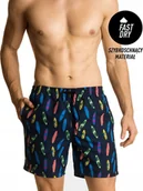 Kąpielówki męskie - ATLANTIC SZORTY PLAŻOWE KĄPIELÓWKI KMB207 GRANATOWE W DESKI SURFINGOWE *M* - miniaturka - grafika 1