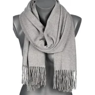 Apaszki i szaliki damskie - Szalik damski BAWEŁNIANY na prezent z frędzlami FG-45 SZARY - miniaturka - grafika 1