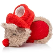 Buty dla dziewczynek - Kapcie niemowlęce na prezent świąteczny buciki świąteczne RENIFERKI r. 6-12 - miniaturka - grafika 1