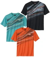 Koszulki męskie - Zestaw 3 sportowych koszulek Mężczyzna Atlas For Men - Kolor : Pomarańczowy - Rozmiar : 4XL - miniaturka - grafika 1
