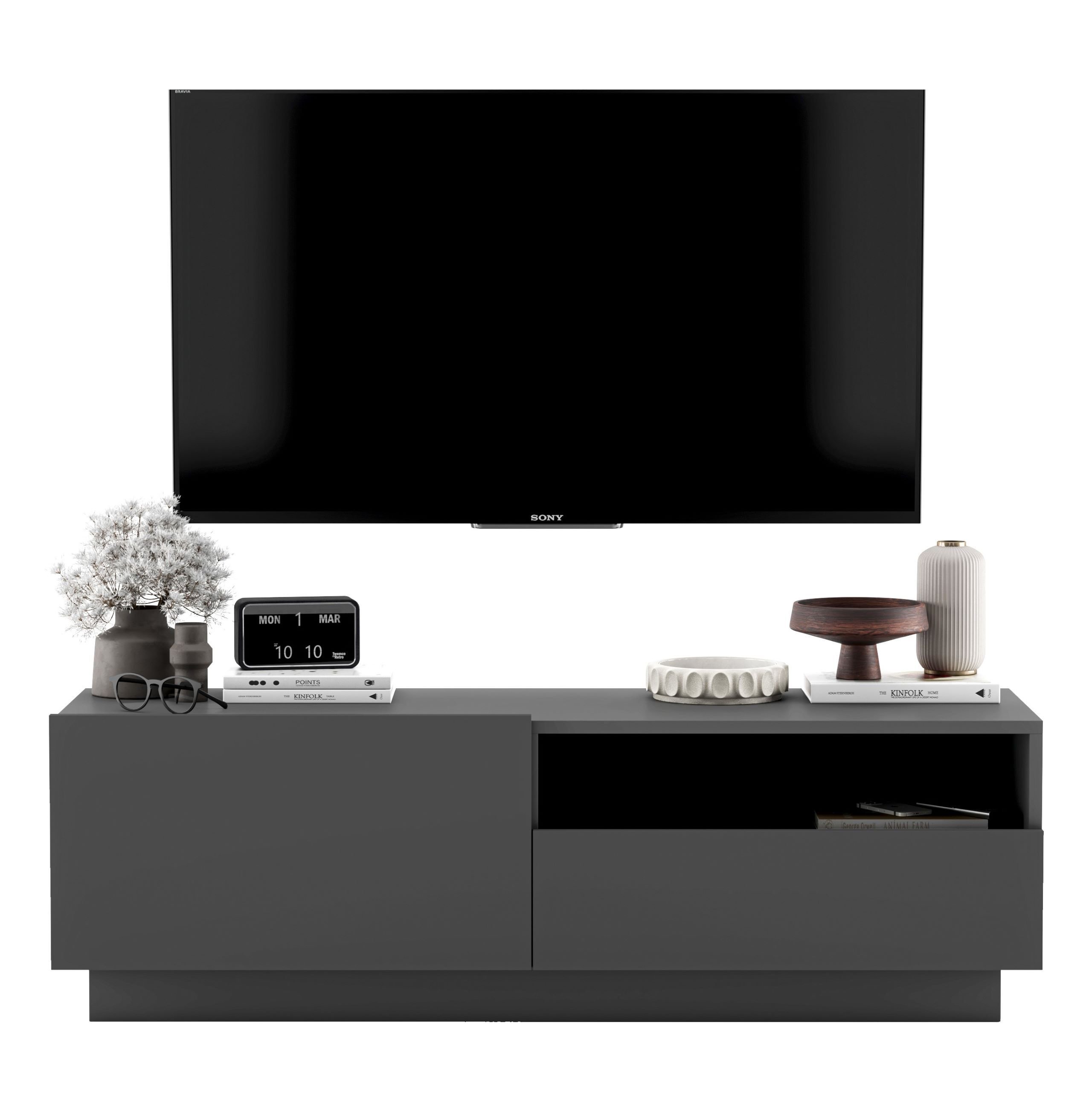 Szafka RTV Loft Stojąca / Wisząca Grafit MAT Komoda RTV Szuflada 120 cm