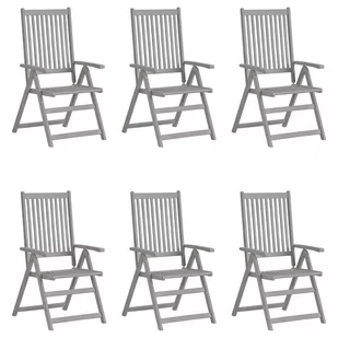 vidaXL Rozkładane krzesła ogrodowe, 6 szt., szare, drewno akacjowe - Fotele i krzesła ogrodowe - miniaturka - grafika 1