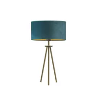 Lampy stojące - Lysne, Lampka stołowa z welurowym abażurem ALTA VELUR, Zieleń butelkowa ze złotym wnętrzem - miniaturka - grafika 1