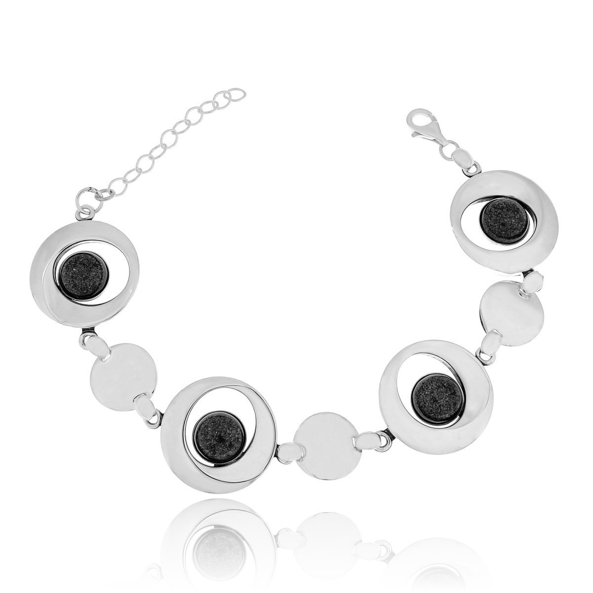 Srebrna bransoletka z ciemnym kamieniem 19 cm pr. 925