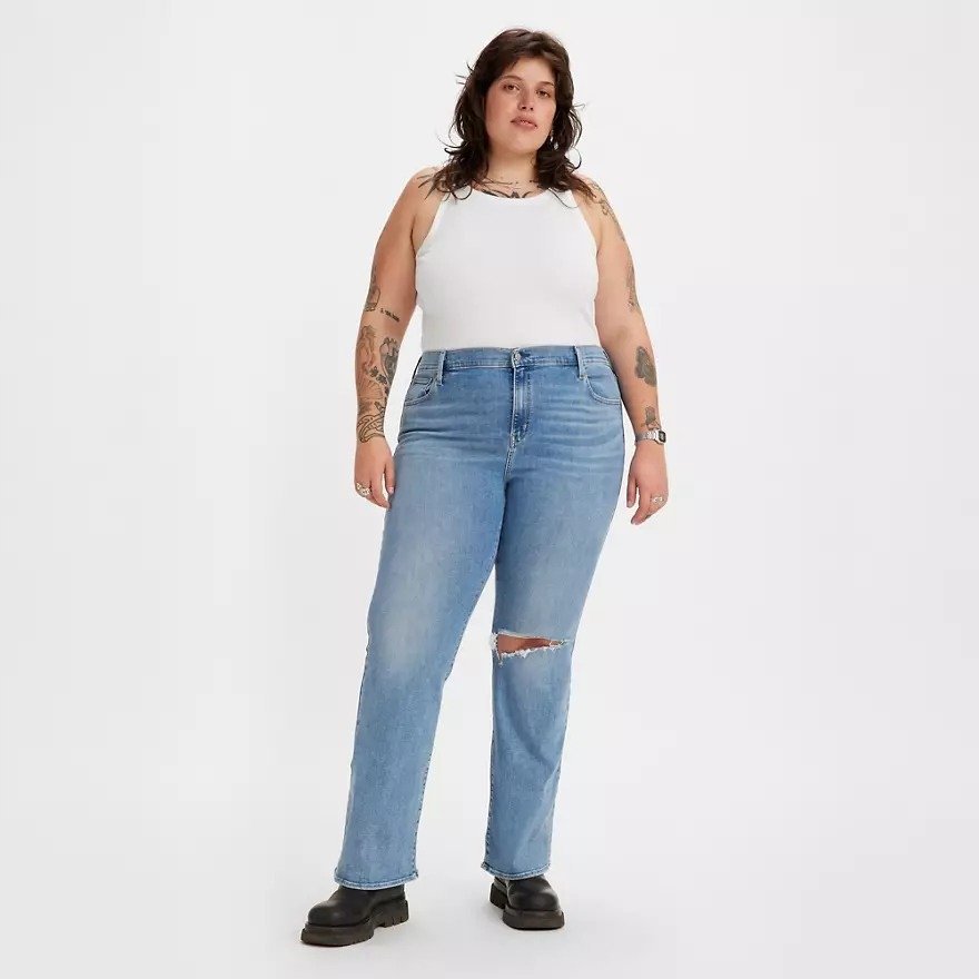 LEVI'S JEANSY DZWONY Z PRZETARCIAMI DŁUGIE KLASYCZNE W24/S 17AA