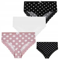 Majtki damskie - Majtki Figi Szorty Damskie Bawełniane z Koronką w Kropki MORAJ 3 szt - S - miniaturka - grafika 1