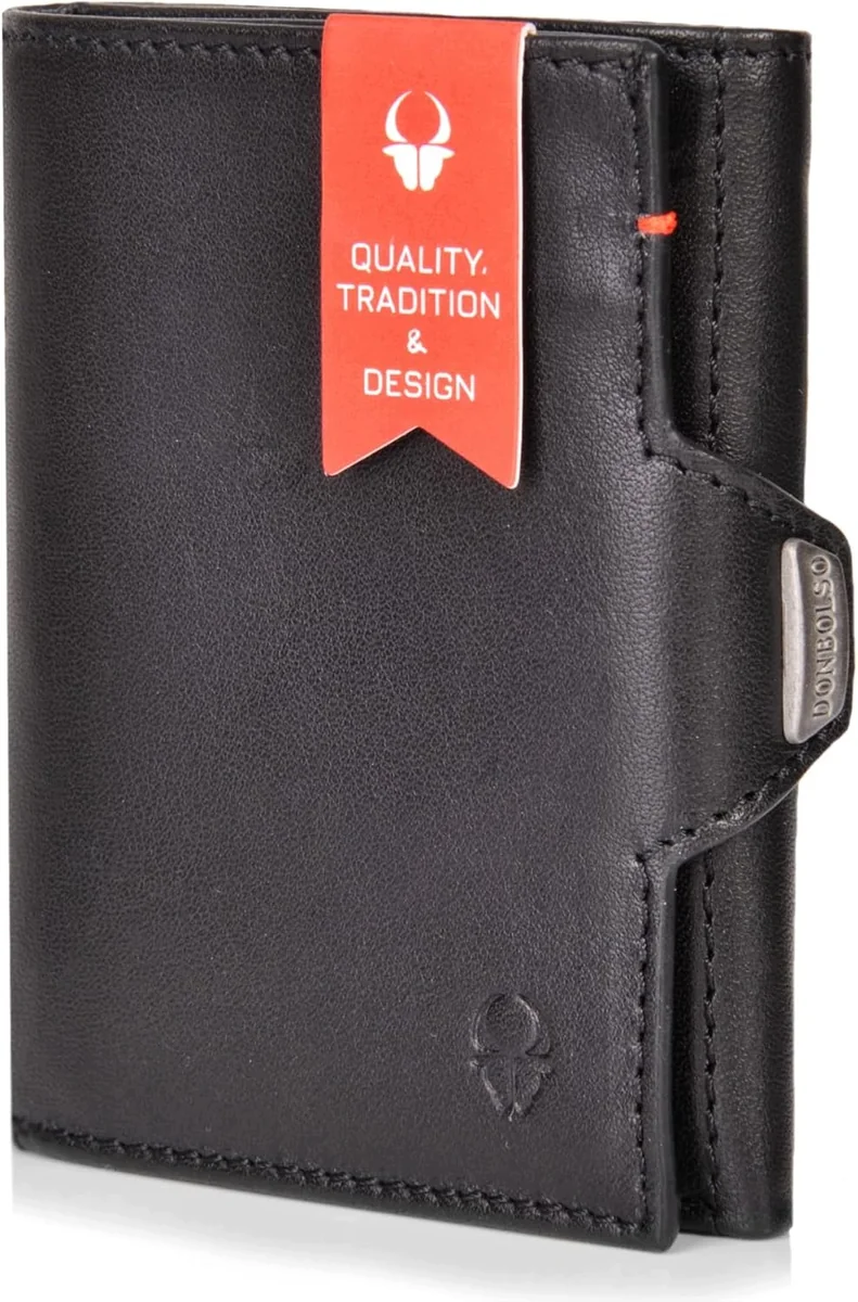 PORTFEL MĘSKI KARTA SKÓRA CZARNY MINIMALISTYCZNY RFID ETUI ELEGANCKI MAŁY