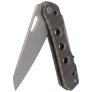 Nóż składany WE Knife Vision R Tiger Stripe Titanium, Silver Bead Blasted CPM 20CV by Snecx Tan (WE21031-6) - Noże - miniaturka - grafika 5