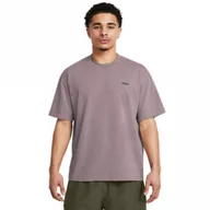 Koszulki sportowe męskie - Męski t-shirt z nadrukiem Under Armour UA M Hw Os Logo Wash Ss - beżowy - UNDER ARMOUR - miniaturka - grafika 1