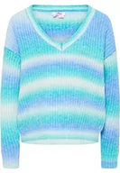 Swetry damskie - hoona Damski sweter z dzianiny 12425240-HO03, turkusowy, wielokolorowy, M/L, turkusowy wielokolorowy, M-L - miniaturka - grafika 1