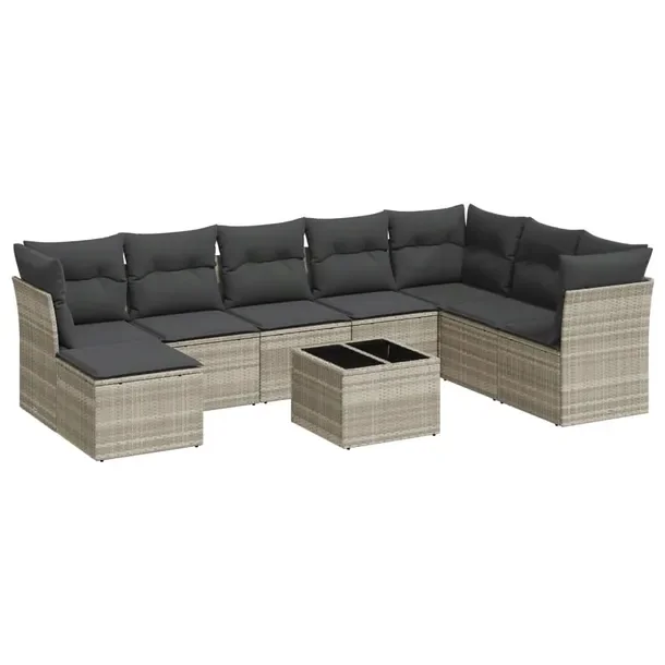 Zestaw mebli ogrodowych modułowych jasnoszary rattan PE 55x62x69 cm