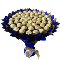 Zestawy upominkowe - Prezent na 50 urodziny, słodki bukiet ze słodyczy Ferrero Rocher (50 sztuk cukierków) - miniaturka - grafika 1