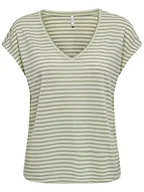 Koszulki i topy damskie - ONLCANNES S/S V-Neck Glitter Top JRS, Elm/Stripes:cd/Silver, XL - miniaturka - grafika 1