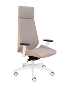 Fotele i krzesła biurowe - Fotel gabinetowy Moon Wood HD White z drewnem - miniaturka - grafika 1