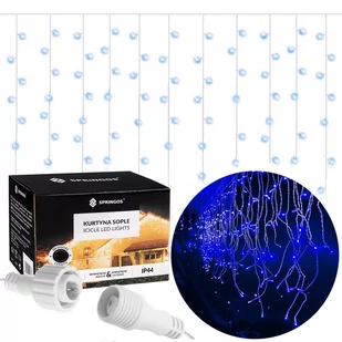 Kurtyna świetlna 200 led girlanda, lampki zewnętrzne sople niebieski CL0202 - Oświetlenie świąteczne - miniaturka - grafika 1