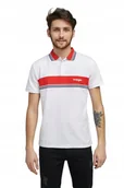 Koszulki męskie - WRANGLER SS COLOURBLOCK POLO WHITE W7E3KF989 XXL - miniaturka - grafika 1