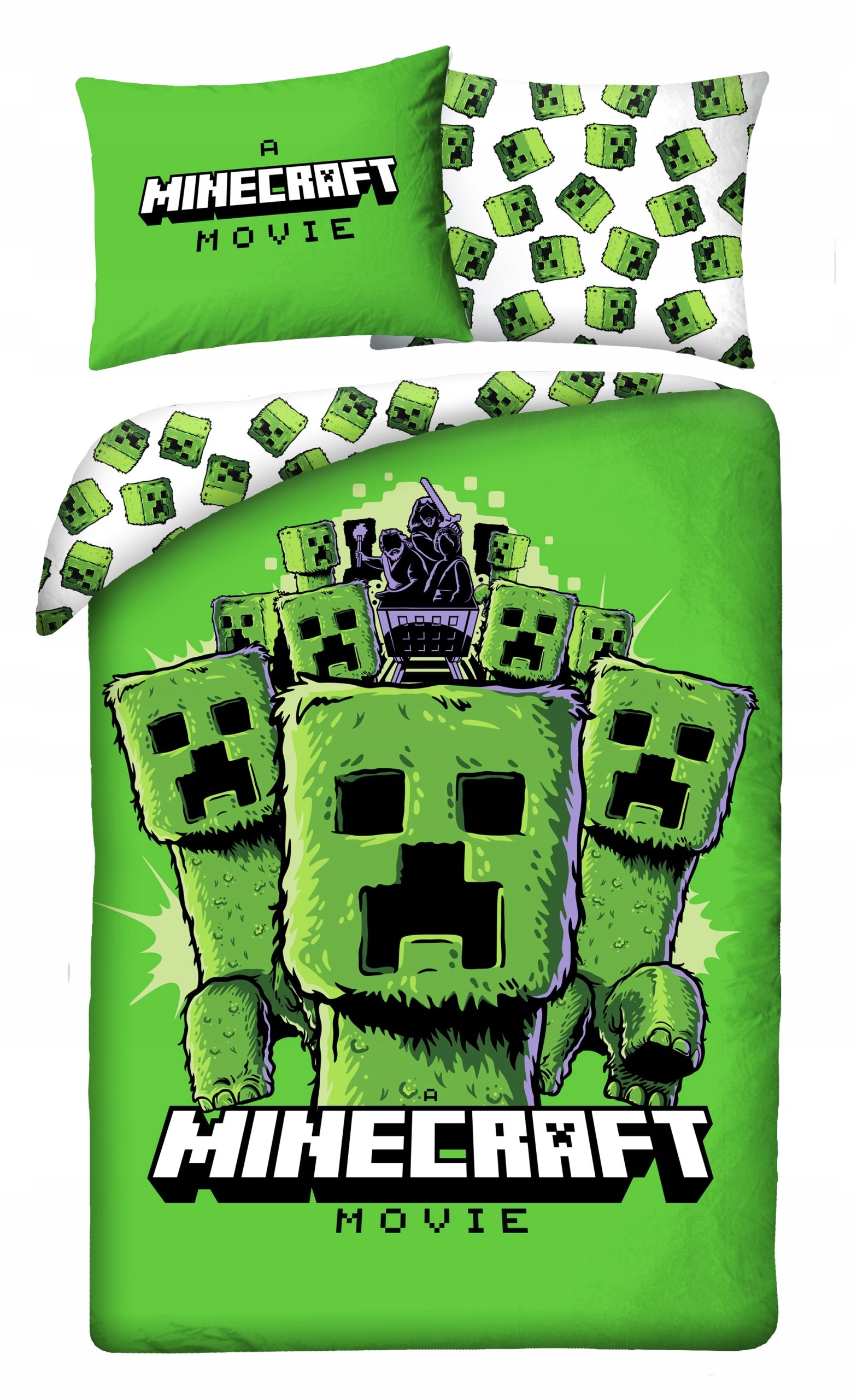 Pościel dziecięca Minecraft Movie 140x200 cm Halantex 100% bawełna Creeper