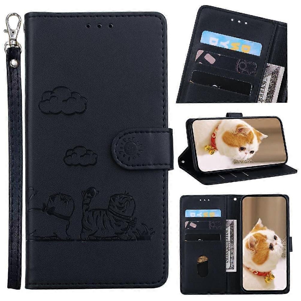 Gangxun Śliczne etui na telefon z portfelem blokującym RFID dla kota do iPhone'a 14 z gniazdami na karty, paskiem na nadgarstek i podpórką kompatyb...