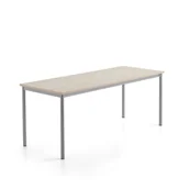 Meble do szkół i przedszkoli - Stół SONITUS PLUS, 1800x700x720 mm, laminat HPL jesion, redukcja hałasu, szary aluminium - miniaturka - grafika 1