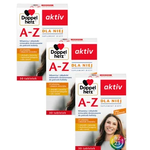 3x Doppelherz® aktiv A-Z Dla Niej, 3x30 tabletek ZESTAW - Witaminy i minerały - miniaturka - grafika 1