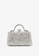 Torebki damskie - Srebrna Torebka Typu Kopertówka z Cyrkoniami i Perełkami Fesaria - miniaturka - grafika 1